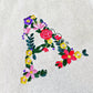 Embroidered Flower Initial Canvas Tote